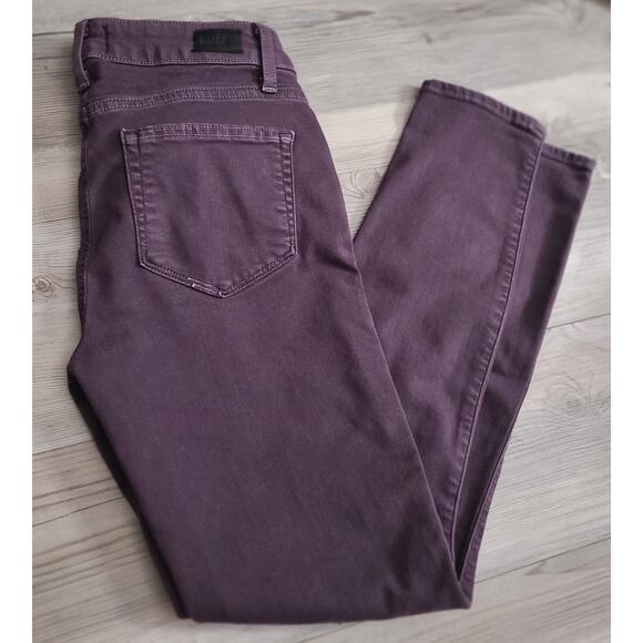 Paige Jeans Edgy Moto High Rise Ankle Skinny Jeans Double Zipper Sz 26 Mulberry - Picture 4 of 8